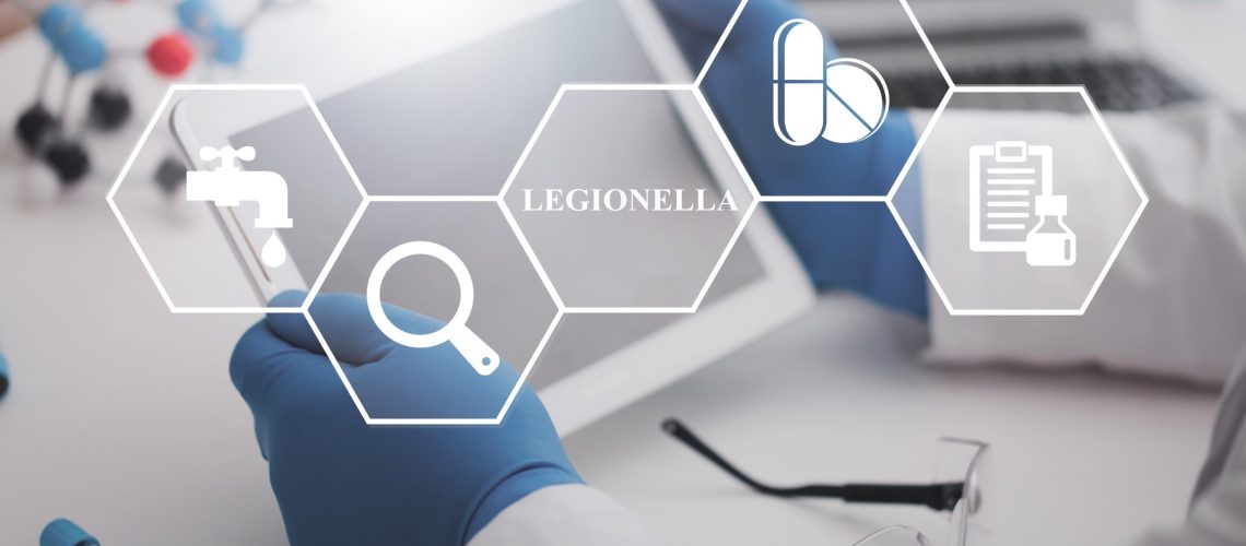 Legionella test medical concept. Bacteria in human lungs diagnosis causative agent of legionnaire's disease.